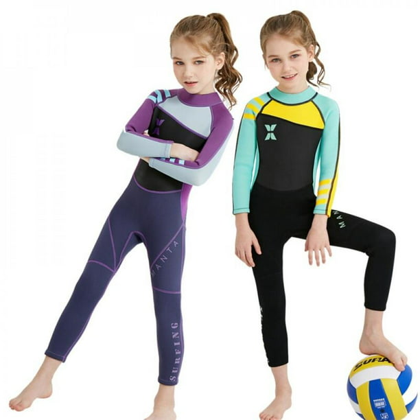 Kids Wetsuit Long Sleeves One-Piece Diving Suit Children Rash Guard Swimwear NEW